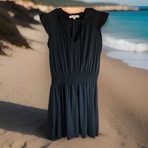 Loft Women’s Black Flutter Cap Sleeve Short Dress Size Medium
